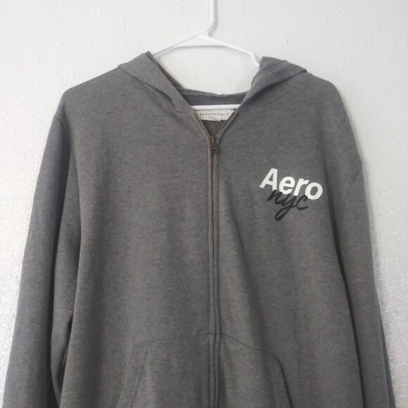 Aeropostale  Men's size L gray and white hoodie sweatshirt - Picture 2 of 14